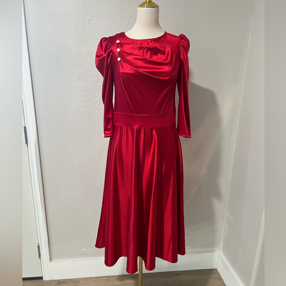 Chic Red Long Sleeve Dress